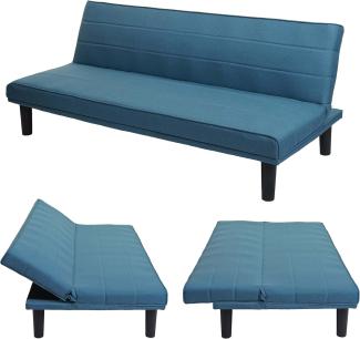 Schlafsofa HWC-J17, Couch Klappsofa Gästebett Bettsofa, Schlaffunktion Stoff/Textil 165cm ~ türkis-blau