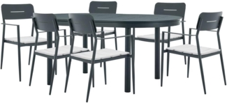 Vente-unique - Garten-Essgruppe: Tisch ausziehbar 170/240 cm + 6 stapelbare Sessel - Aluminium - Anthrazit - LOTTYS von MYLIA