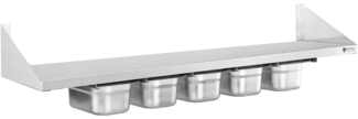 Royal Catering Hängeregal 120 cm 1/4 GN Wandbord Edelstahlregal Gewürzregal Gewürzbord Edelstahl