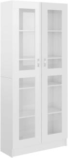 vidaXL Vitrinenschrank Bücherschrank Aktenschrank Büroschrank Vitrine Schrank Bücherregal Standvitrine Hochglanz-Weiß 82,5x30,5x185,5cm Spanplatte