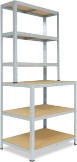 shelfplaza HOME 190x100x60 cm Werkbank Regal in grau-verzinkt mit 6 Böden und 145 kg Traglast pro Boden