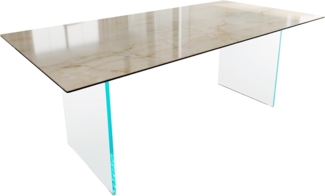 Esstisch Edge 200x100 Keramik Laminam® Onice Oro ?Gestell Glas