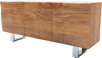 Sideboard New Live-Edge 145 cm Akazie Natur 3 Türen Kufe Edelstahl gebürstet