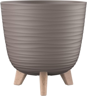 Engelland Blumentopf Pflanztopf mit Füßen (Vorteils-Set, 1 St, robuster PP-Kunststoff), Wellenoptik, rund, UV-resistent, Drainagesystem, direkte Bepflanzung