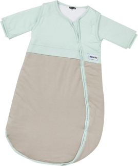 Lieferumfang: Gesslein Baby Schlafsack Bubou - ganzjahres-Kinderschlafsack mit Temperaturregulierung - Schlafsack Winter Baby - Comfortemp Material - Größe: 50/60 - Farbe: mint-weiß Punkte, beige