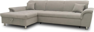 DOMO Collection Ecksofa Franzi, Couch in L-Form mit Schlaffunktion und Bettkasten, Sofa Eckcouch mit Rückenfunktion 281 x 170 x 81 cm, Polsterecke in hellgrau