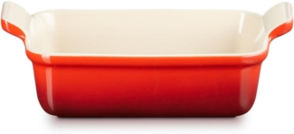 Le Creuset Rechteckige Auflaufform Tradition aus Steinzeug, 19 cm, 1.1 Liter, Kirschrot