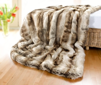 Wohndecke Felldecke (Kunstfell) Wolf grau-braun, Wohnen und Accessoires GmbH & Co. KG, Felloptik