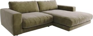 Ecksofa Cubico 250x190 Samt Olive Recamiere rechts