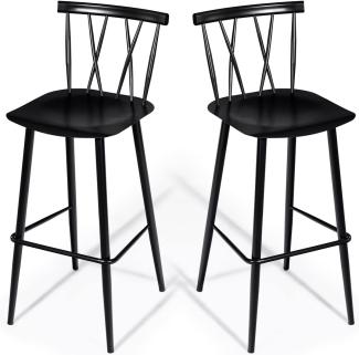 COSTWAY 2er Set Esszimmerstuhl Barstuhl, Schicker Bistrostuhl Beistellstuhl aus Metall, Essstuhl mit Rückenlehne, Barhocker Caféstuhl für Theke Küche Bar