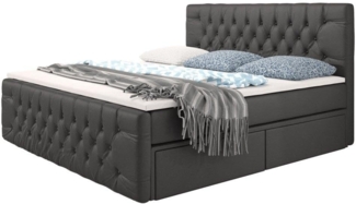 Boxspringbett Sognare mit Stauraum 160x200 Grau H2 (bis 70kg)