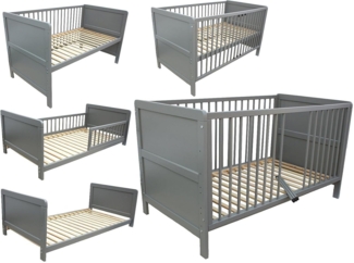 Micoland Kinderbett Kinderbett Juniorbett Beistellbett 140x70 cm 3in1 grau