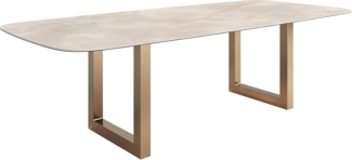 Esstisch Edge Boot 270x120 Keramik Iris FMG Onice Grigio Edelstahl Gold Breit