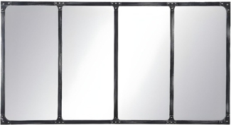 Vente-unique - Spiegel industriell Fenster-Optik - Eisen - 140 x 75 cm - Schwarz - MAASTRICHT