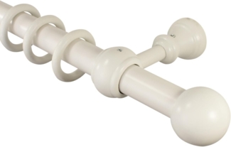 iso-design Gardinenstange 28 mm Holz weiß lackiert Endstück Kugel, Ø 28 mm, 1-läufig, Fixmaß, Holz