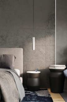 Pendelleuchte, Schwarz, Grau, Beton, Stahl, H 100 cm