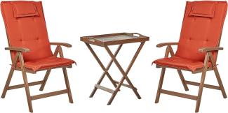 Bistro Set mit Kissen AMANTEA Holz Rot