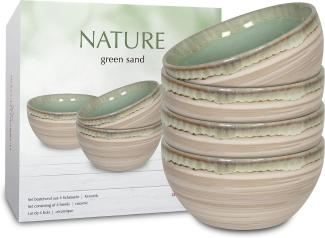 Waechtersbach Nature Green Sand Müsli, 4er Set, Schale, Müslischale, Schüssel, Frühstücksschale, Keramik, Ø 13 cm, 41 5 000 0011