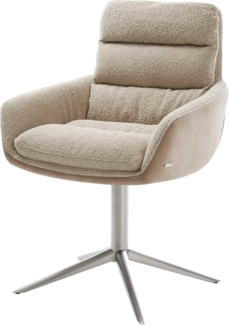 Drehstuhl Abelia-Flex mit Armlehnen Materialmix Schlamm Fußkreuz Edelstahl 360° drehbar Wippfunktion