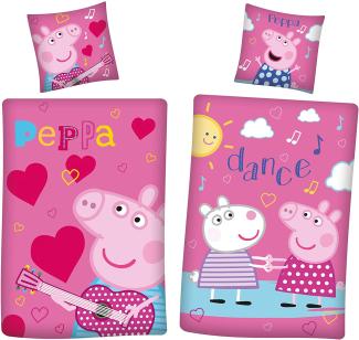 Bettwäsche Peppa Wutz 'Pig Dance' Linon / Renforce pink