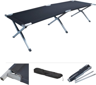 Grafner Feldbett Feldbett klappbar Campingbett klappbar Tragetasche 190cm schwarz inkl. Transporttasche
