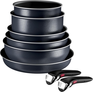 Tefal Ingenio Enjoy, 8-teiliges Topf und Pfannenset abnehmbarer Griff, stapelbar, platzsparend, Pfannen Induktion mit Antihaftversiegelung, einfache Handhabung und Reinigung, L7239343
