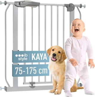 ib style KAYA | Das Premium Treppengitter|mit ALLEN Sicherheitsmerkmalen | ! Inkl. Wandschutzkappen ! | Kein Bohren | Grau | 95-105 cm