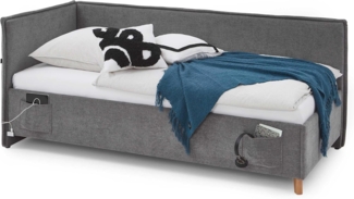 Basis-Liege mit Bettkasten Foggia / Fun, Stoff, Beige, 128 x 90 x 208 cm