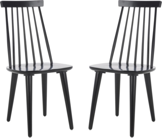 SAFAVIEH Set of 2 Wooden Dining Chairs, in Black