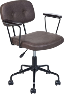 Beliani 'ALGERITA' Bürostuhl drehbar, Kunstleder dunkelbraun, 77 x 62 x 62 cm