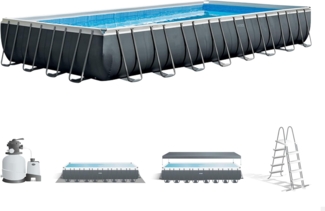 Intex 'Frame Pool Set Ultra Quadra XTR', 975 x 488 x 132 cm, mit Salzwassersystem, grau