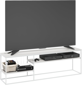 Furinno Moretti Modern Lifestyle TV-Ständer für Fernseher bis 78 Zoll, Solides Weiß/Weiß