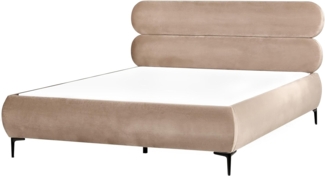 Bett mit Lattenrost Samtstoff LESSAY 160 x 200 cm Taupe