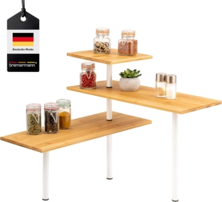 bremermann Küchenregal Bambus-Eckregal, Küchenregal, Material aus Bambusholz und Edelstahl