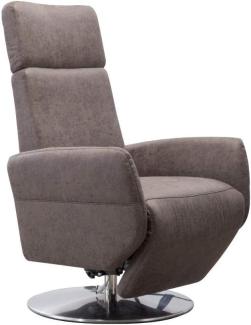 Cavadore TV-Sessel Cobra / Fernsehsessel mit Liegefunktion, Relaxfunktion / Stufenlos verstellbar / Ergonomie S / Belastbar bis 130 kg / 71 x 108 x 82 / Lederoptik Dunkelbraun