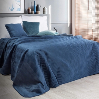 Tagesdecke Velours Samtdecke Gesteppt Steppdecke Klassische Decke SOFIA graphit 170x210 cm