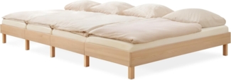Ehrenkind Holzbett Plano, Modulares Familienbett, FSC® Zertifiziert (Familienbett, 360x200 cm, Massiv-Buche Natur, 2‑in‑1 Höhe (Bodenbett oder Standard), Modular und Höhenverstellbar