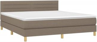 vidaXL Boxspringbett mit Matratze & LED Taupe 160x200 cm Stoff 3133809