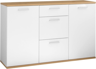Kommode BC 1035 Sideboard mit 3 Schubladen Weiß / Artisan Eiche Nb. ca. 135 x 86 x 38 cm