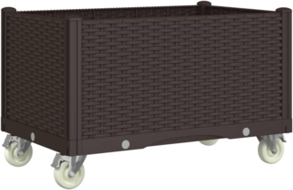 vidaXL Pflanzkasten mit Rollen Braun 80x50x54 cm PP 367996