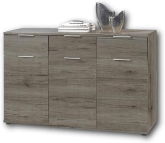 Stella Trading Universal Kommode in San Remo Eiche Optik, dunkel - Schlichtes Sideboard mit viel Stauraum für Ihren Wohnbereich - 135 x 90 x 40 cm (B/H/T)