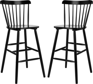 SAFAVIEH Modern Bar & Counter Stool - Set of 2 - with a Back, in Black, 50 X 51 X 109
