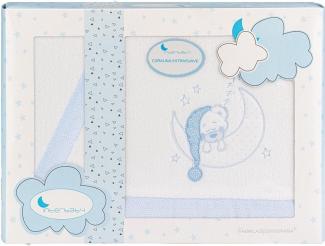 Interbaby Spannbettlaken für den Winter, aus Coralina-Stoff, für Kinderwagen, (Spannbettlaken, Bettlaken, Kissenbezug), Blau
