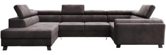 Designer Sofa Emilio mit Schlaf- und Klappfunktion Samt Dunkelbraun Links