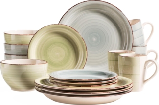Mäser 931603 Kombiservice Lumaca für 4 Personen, Steingut, blau/grün (1 Set, 16-teilig)