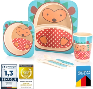 all Kids United Kindergeschirr-Set Geschirr mit Tier-Motiv (5-tlg), ungiftig, Becher, Schüssel, Teller, Löffel & Gabel