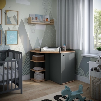 Wickelkommode Kristian Anthrazit/Artisan 85x77.3 cm mit Wickelaufsatz Vicco