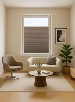 ondeco Plissee ohne Bohren mit Klemmträger viele Farben, Sonnenschutz für Fenster innen, Lichtschutz und Blickdicht, Plissee klemmfix Faltrollo Sichtschutz für Tür - Braun - 100x130 cm