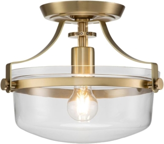 Elstead Lighting Penn Station Deckenleuchte Semi-Flush 1-Light Messing Glas 33cm E27