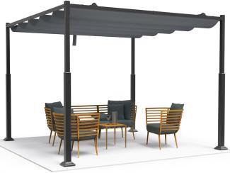 VOUNOT Pergola Pavillon 3x3 m wasserdicht stabil Winterfest, Gartenpavillon Metall mit Terrassenüberdachung freistehend, Sonnenschutz für Garten Terrasse & Balkon, Grau